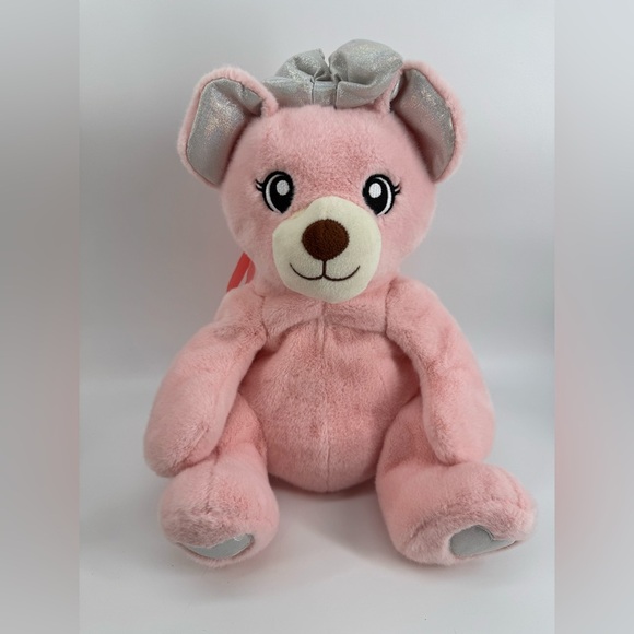 Adorable Plush Pink Teddy Backpack 14” New - Picture 3 of 7